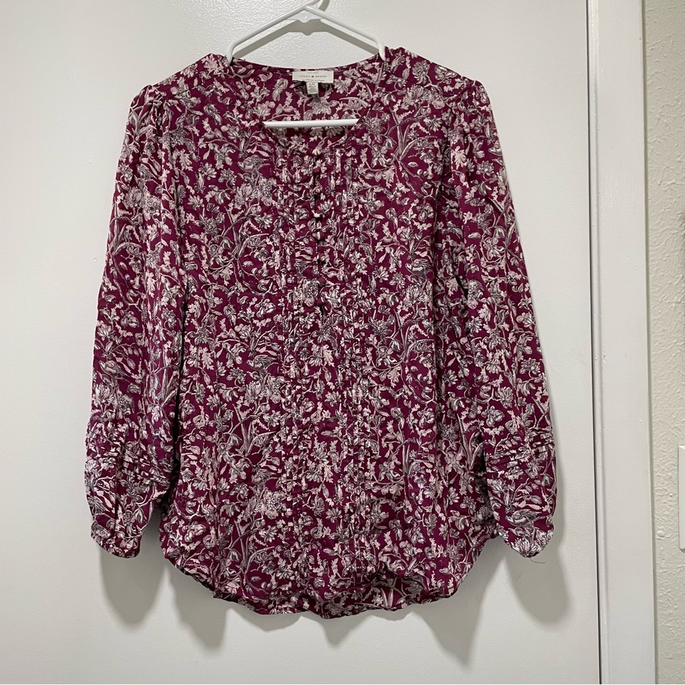 Lucky Brand Women’s Floral Burgundy Blouse